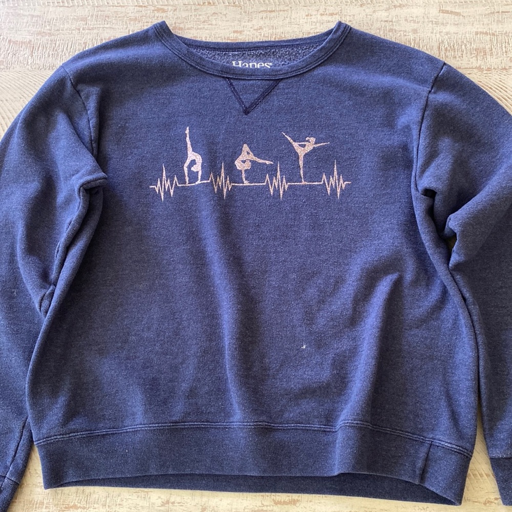 Hanes Navy blue sweatshirt that I added gymnastics heartbeat too